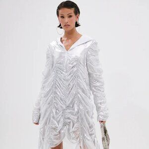 AKIRA WAYS TO GO METALLIC ADJUSTABLE DRESS IN WHITE Size SS